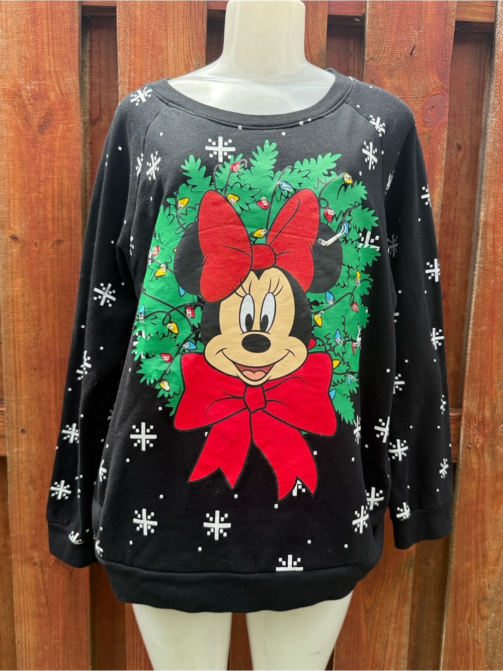 Disney Minnie Mouse Light Up Christmas Wreath Holiday Sweatshirt Plus XXL